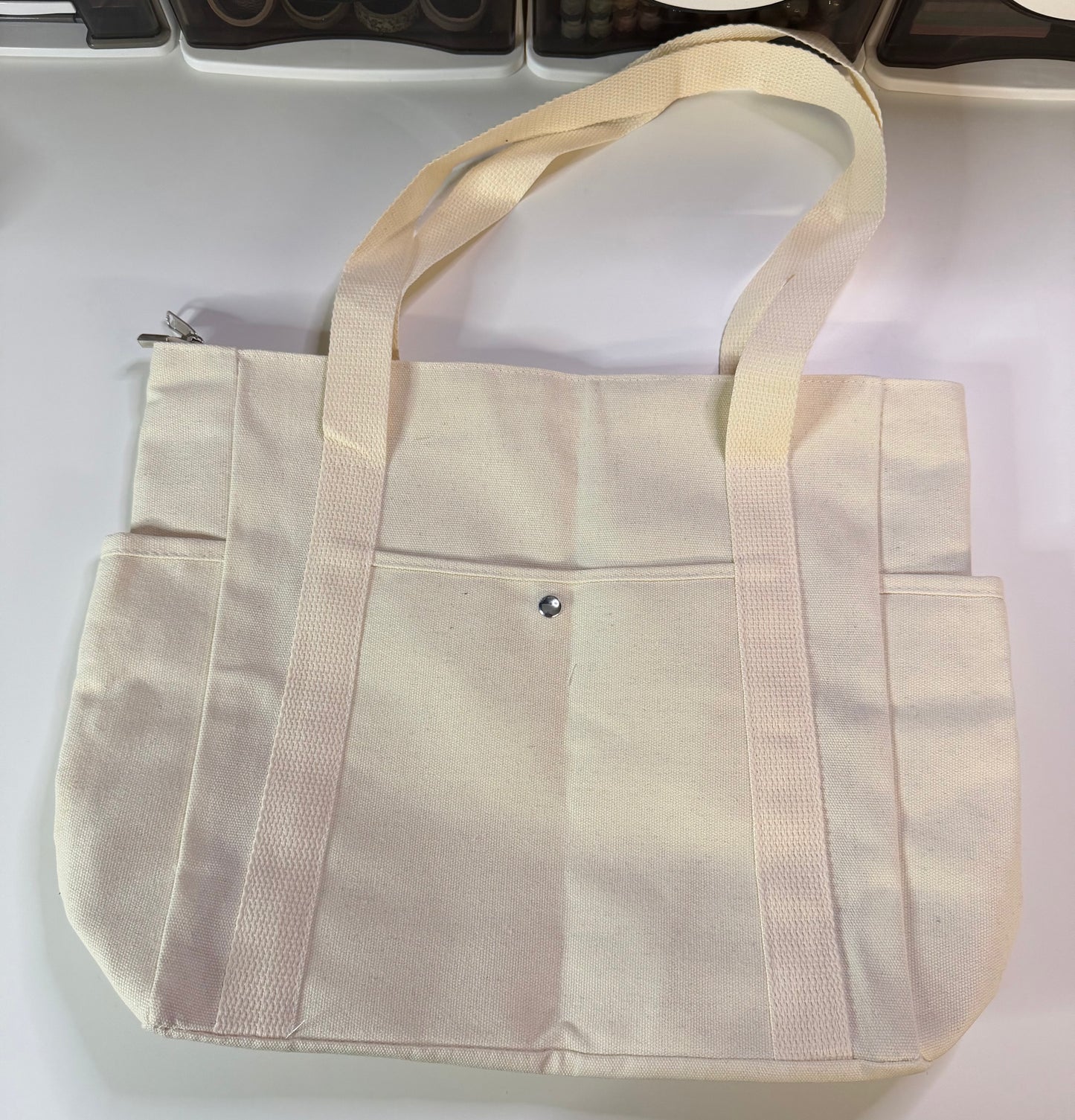 Structured Beige Everyday Book Bag