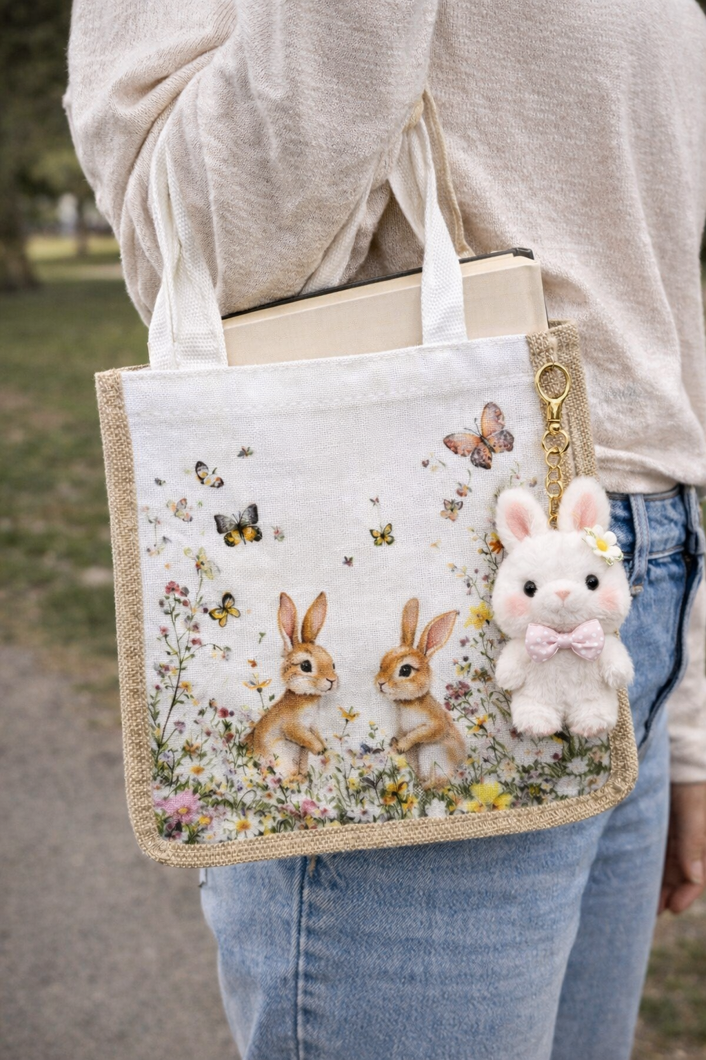 Floral Bunny Mini Tote