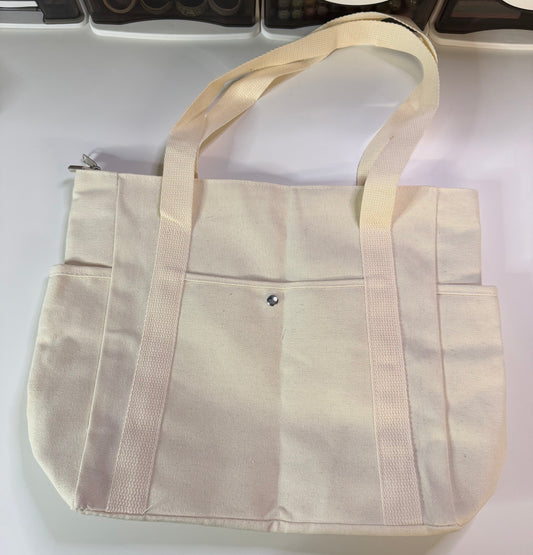 Structured Beige Everyday Book Bag