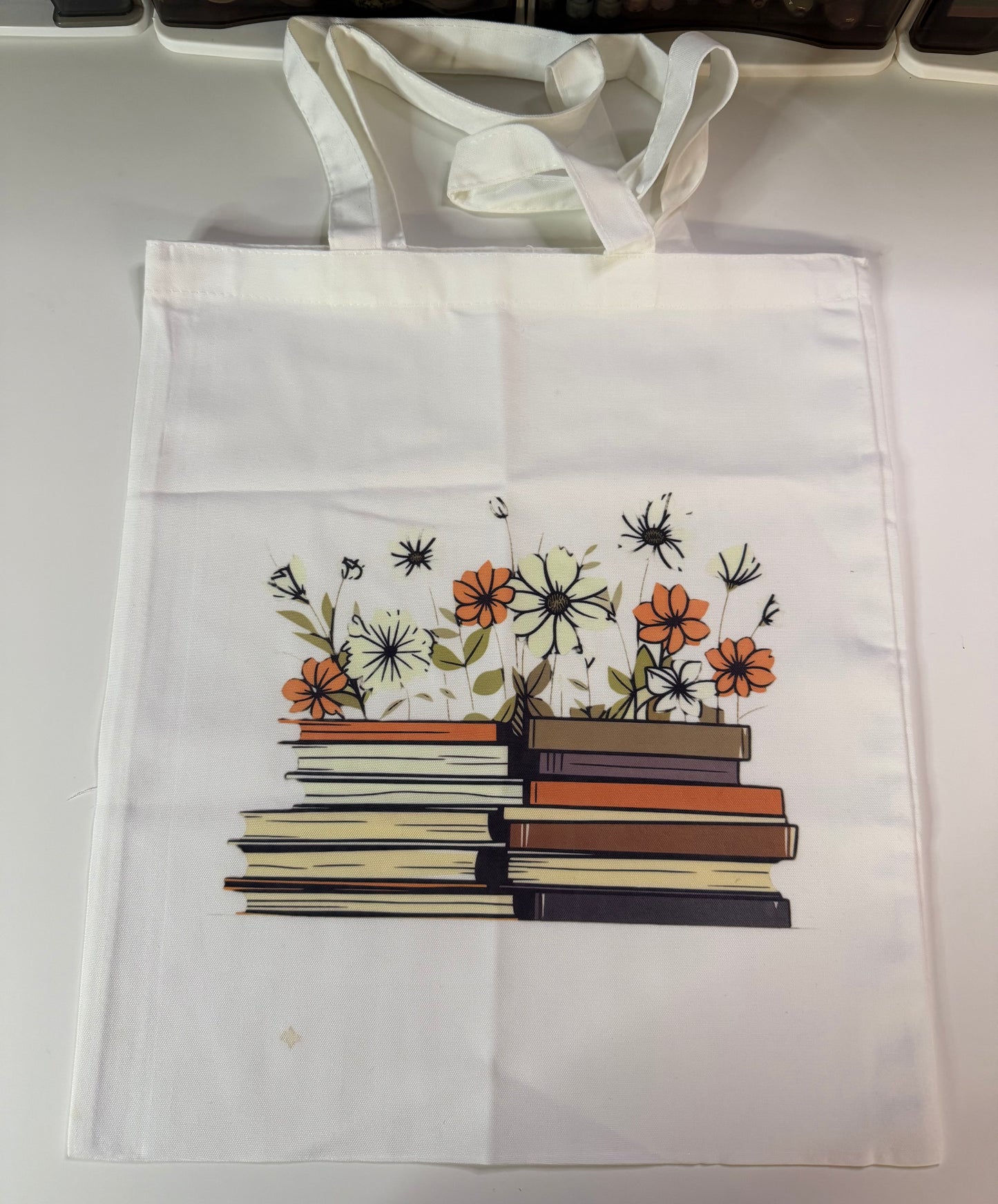 Bookish Floral Tote Bag