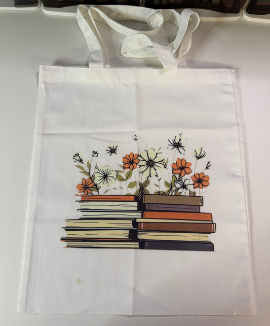 Bookish Floral Tote Bag